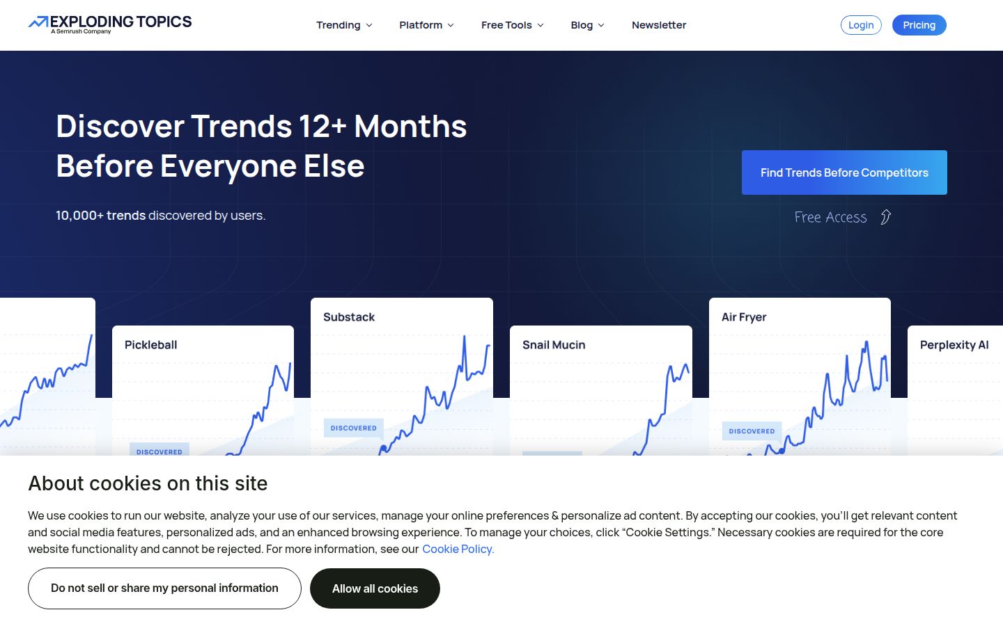 Exploding Topics product overview