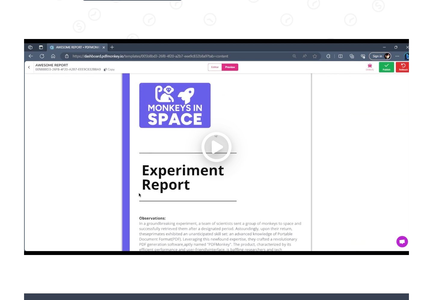 PDFMonkey product example