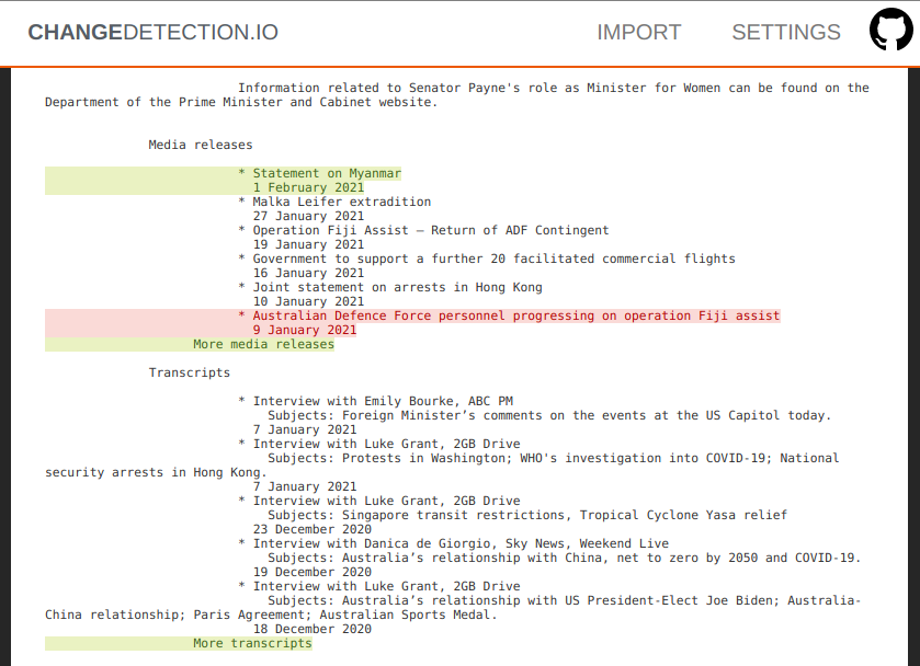 changedetection.io product example