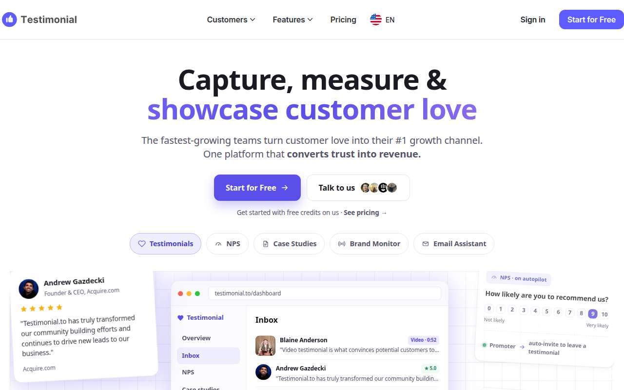 Testimonial.to product overview